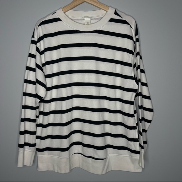 Women’s H&M‎ maternity black white striped sweatshirt tunic medium - Picture 1 of 6